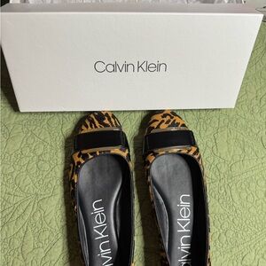 Calvin Klein Brown and Black Leopard Print Flats